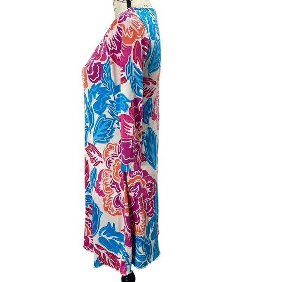 Diane Von Furstenberg Kaden Silk Blue Pink Floral Mini Dress 3/4 Sleeve Size 6 - Picture 2 of 10